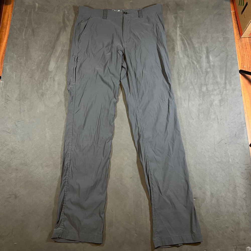 Eddie Bauer Men's Travex Cargo Pants 34 x 36 Grey Stretch Nylon Hiking Zip - Picture 2 of 8
